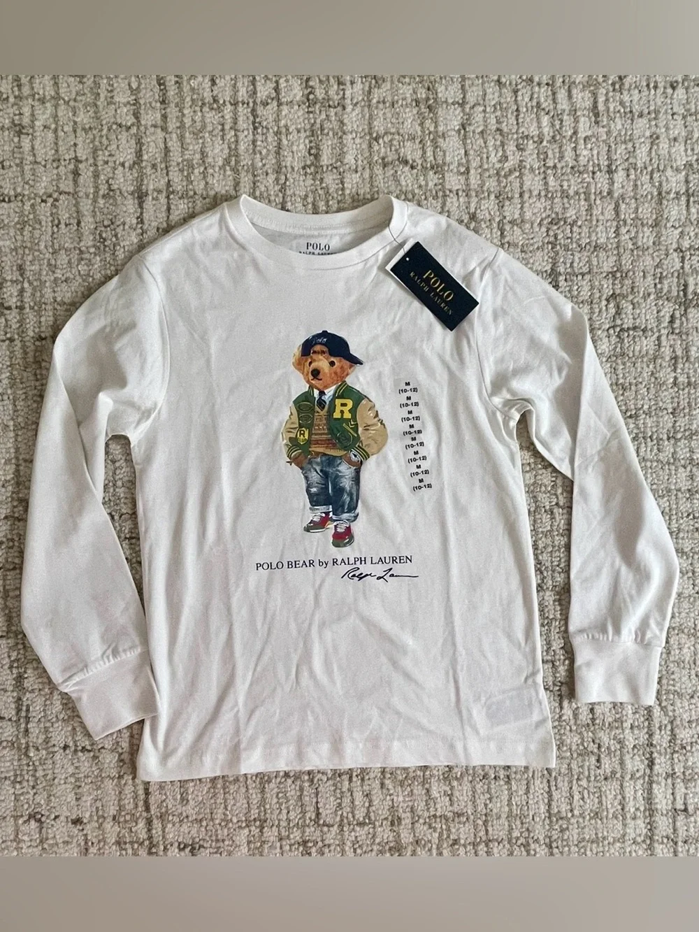 Ralph Lauren Boys Ivory Polo Bear Long Sleeve Top NWT